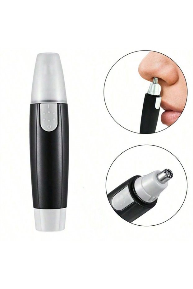 black Portable Mini Nose Hair Trimmer, Electric Facial Hair Removal Device For Men & Women, Painless