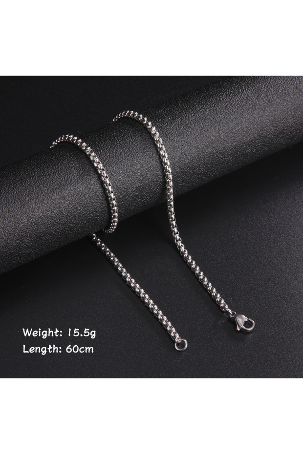 Box Chain Steel 60cm Skyrim Fashion 60cm Long Box Chain Necklace Men Stainless Steel Black Gold Colo