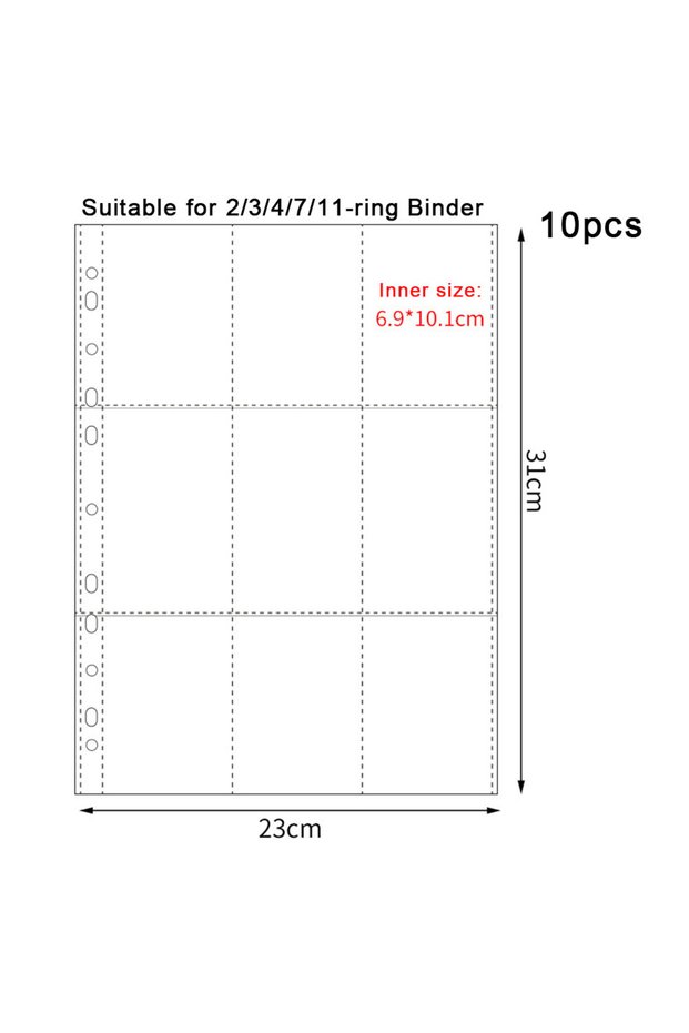 11Hole-9pocket 10pcs A4 Transparent Album Binder Photocards Holder Ins Book For Photo Card Stamp Org