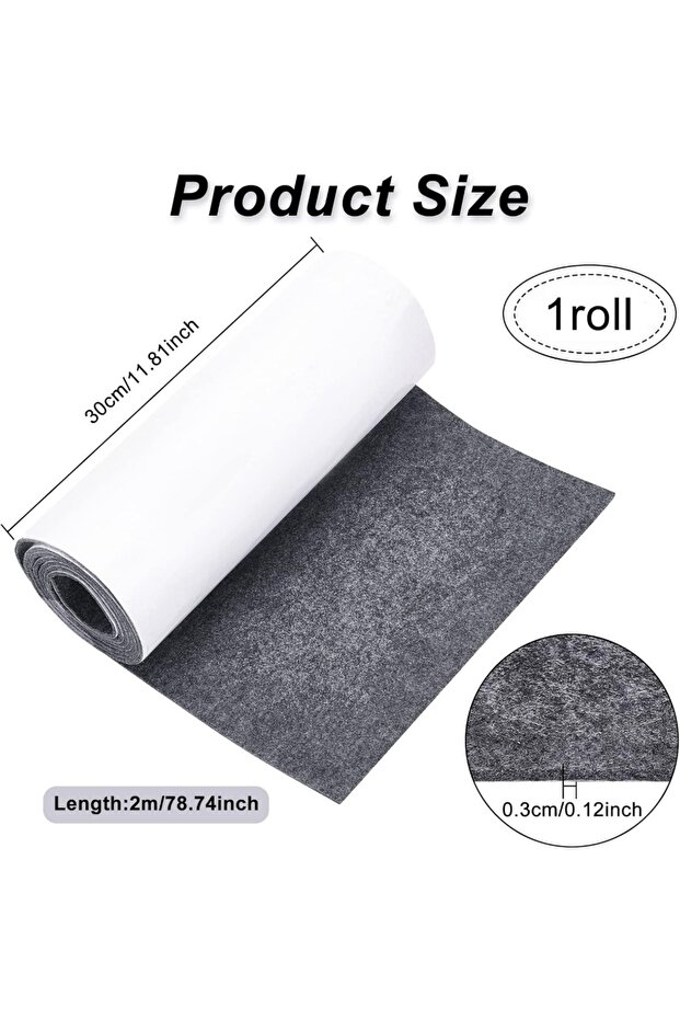 AECH-25177 1Sheet 11.8x78.7inch Gray Self Adhesive Felt Fabric Drawer Liner for DIY Crafts Sewing Ac