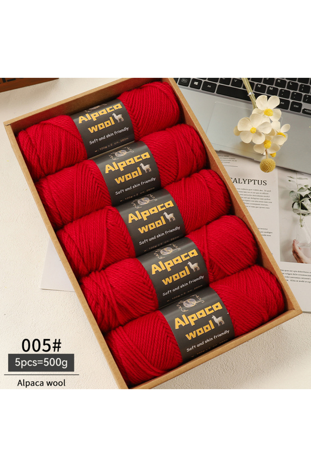 05 Red 500g Alpaca Wool 245 Chunky Knitting Yarn Multi-Color Autumn and Winter Fashionable Gift for