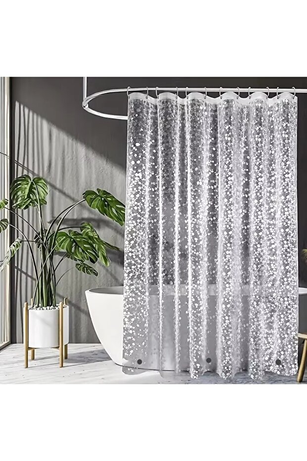 W90xH180cm Transparent pebble 1pc Waterproof Clear Shower Curtain Pebble Pattern PEVA Bath Curtain L