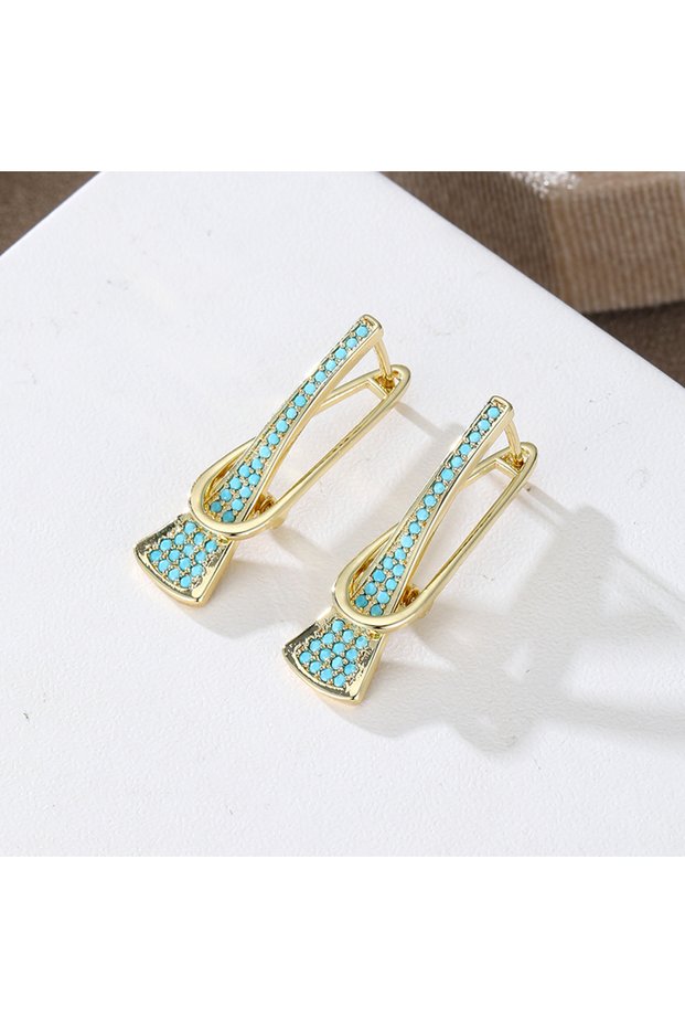 WB9028-1 Ladies' Elegant Fashion Green Synthetic Turquoise Earrings Suitable for Daily Casual or For