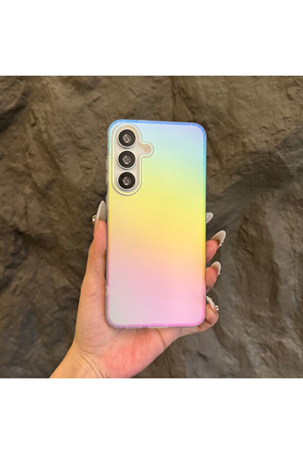 Galaxy S25 non-magnetic Gradient Rainbow Laser Magnetic Phone Case For S25 FE S24 ULTRA S23 Plus S