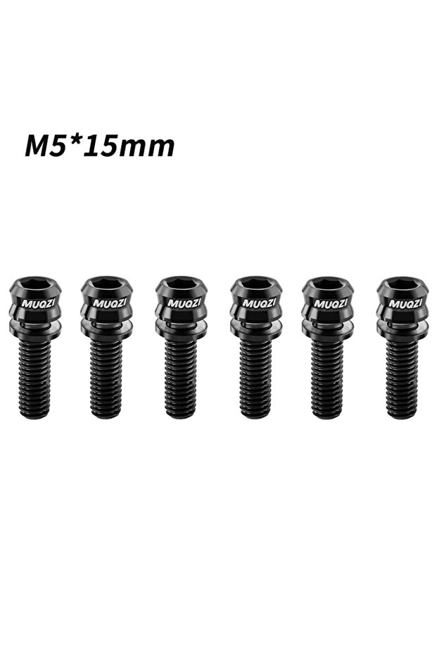 M5X15MM Black MUQZI 6PCS Titanium Bolts M5x15 M5x17 Bicycle Handlebar Stem Screw With Washer