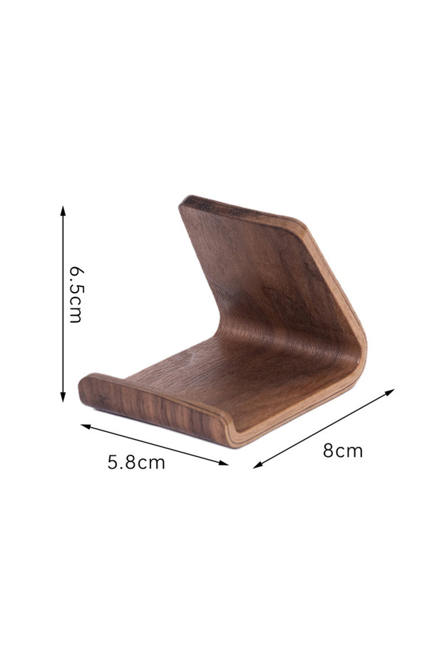 B 2-in-1 Black Walnut Solid Wood Phone Stand & Business Card Display Rack - for Home and Office Des.