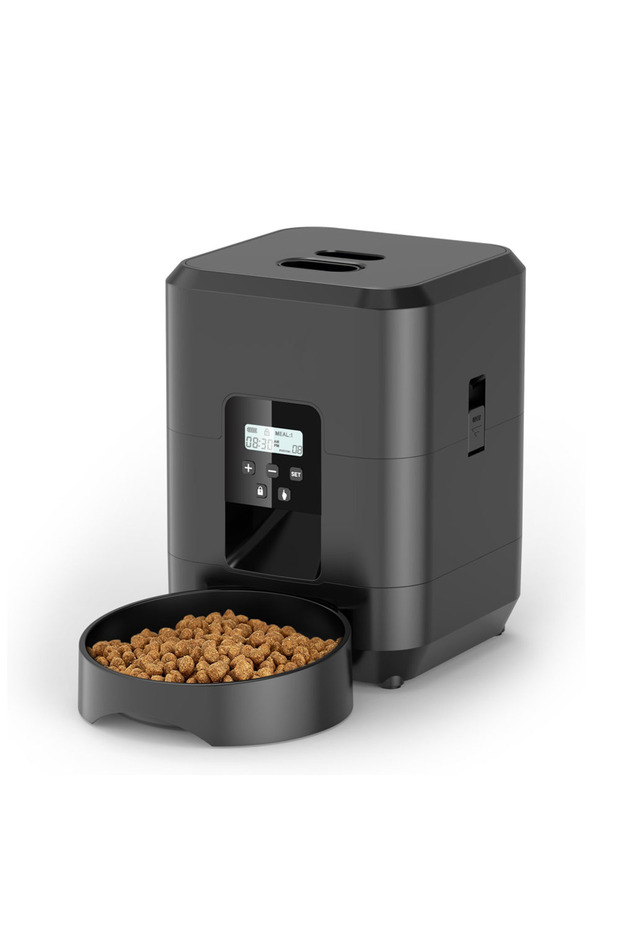 Black Button Feeder Smart Pet Feeder Automatic Cat Feeder Dog Slow Food Machine With Timed Quantitat