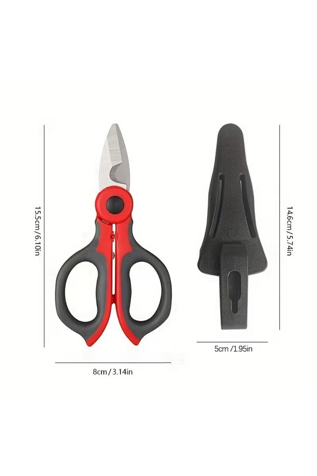 Red Electrician Tools Fiber Optic Cable Cutting Multitool Scissors Stainless Steel Slip Resistant fo