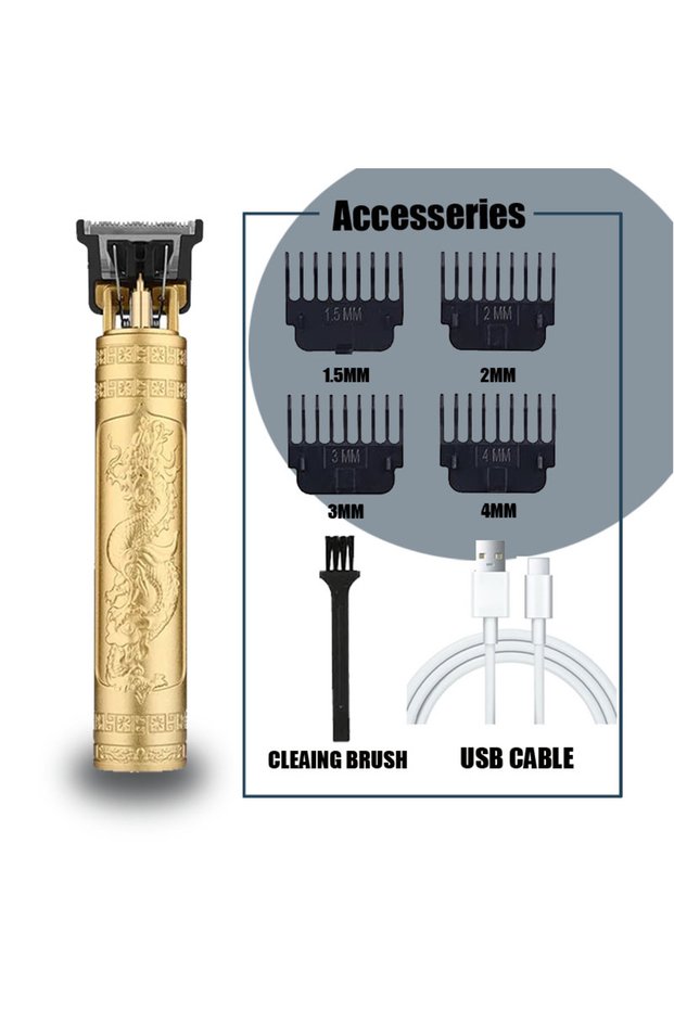 060-GoldDragon Electric Hair Cutting Machine Vintage T9 Clipper Hair Rechargeable Man Shaver Trimmer