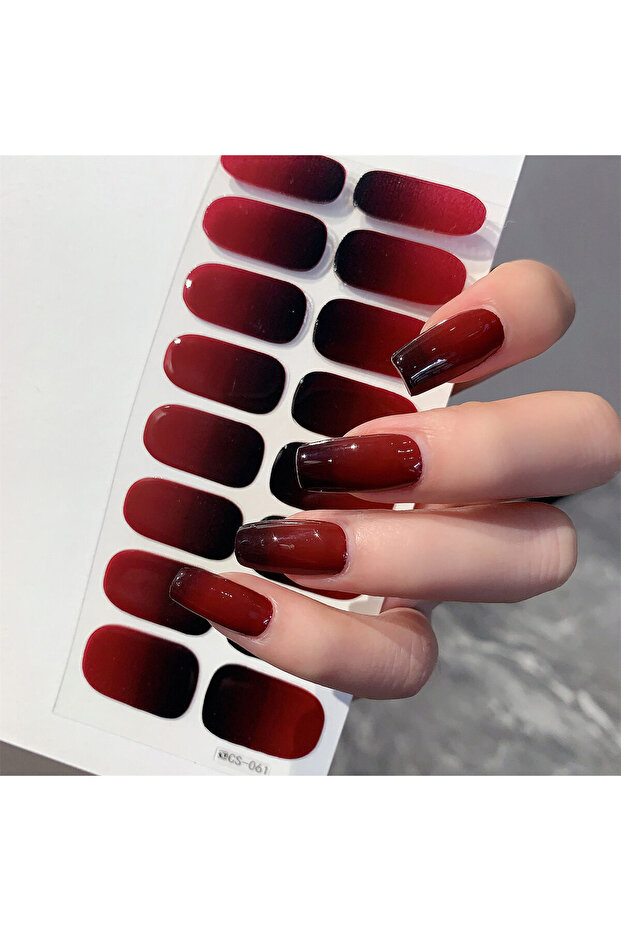 Cs61 1 Sheet Semi Cured Wrap Gradient Nail Sticker Multi Color Solid Gel Full Cover Slider No Need U