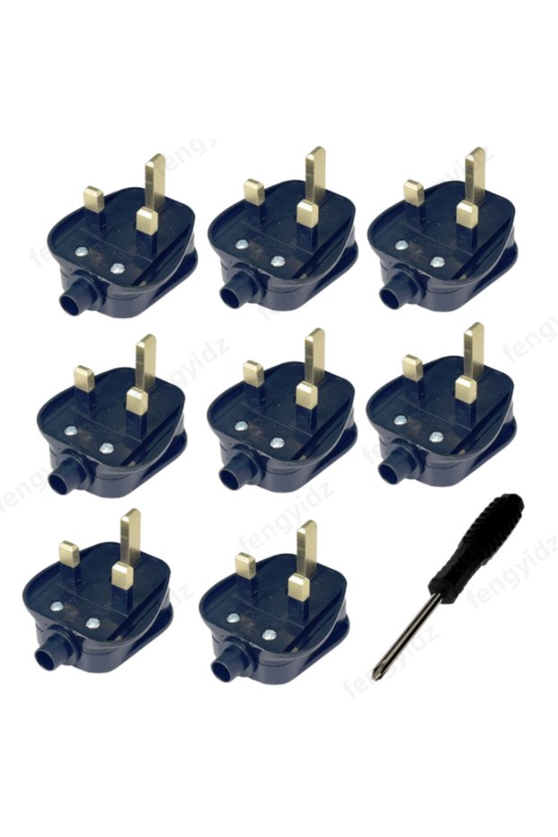 black 8pcs 4pcs UK Male Replacement Rewireable 3 Pin Type G Plug Extension Cord Cable Connector Asse