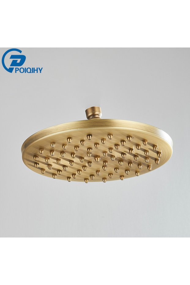 8 inch Antique Brass 01 POIQIHY Brass Golden Rainfall Shower Head Shower Faucet Head Bathroom Replac