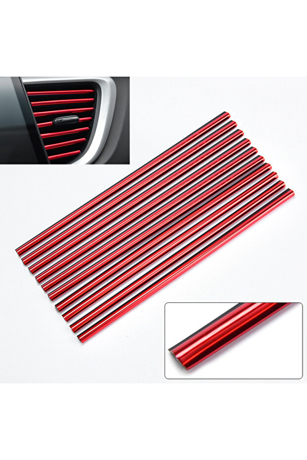 Red 10pcs 10Pcs Car Air Conditioner Vent Outlet Decorative Strips U-shape Moulding Trim Strips Car S