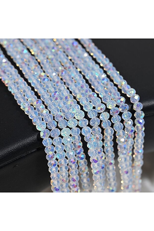 4mm100pcs 33 100Pcs 4MM Artificial Crystal Glass Beads Flat Round Clear Faceted Loose Spacer Bead fo