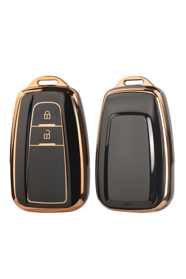 black jingyuqin 2 Button TPU Car Key Case Full Cover Shell For Toyota Prius Camry Corolla CHR C-HR R