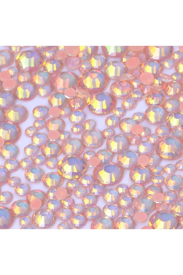 MO Opal Coral Reef Mix Size Glass Non Hotfix Rhinestones 1440Pcs Mocha Opal Series Glitter Crystal F