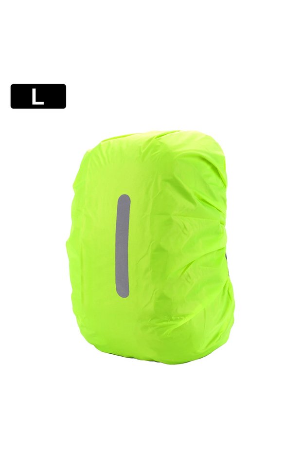 Green L 55-65L Reflective Waterproof Backpack Rain Cover Outdoor Sport Night Cycling Safety Light Ra