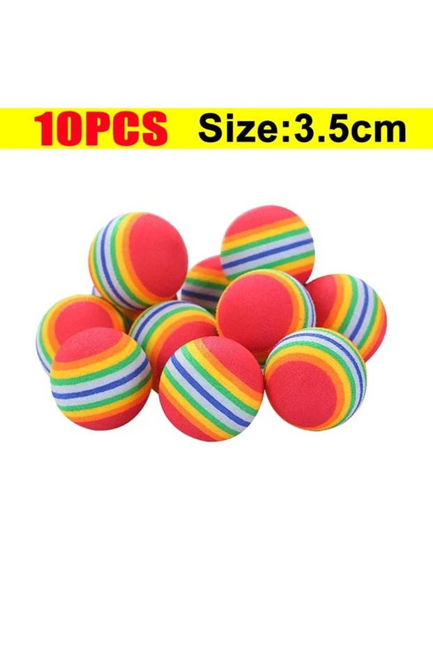 3.5cm 10pcs 10-100x Colorful Cat Toy Ball EVA Bite-Resistant Elastic Rainbow Ball Kitten Puppy Chewi