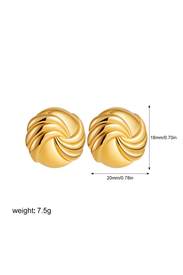 T045 Creative Gold Plated Stainless Steel Round Geometric Earrings for Women Statement Geometric Stu