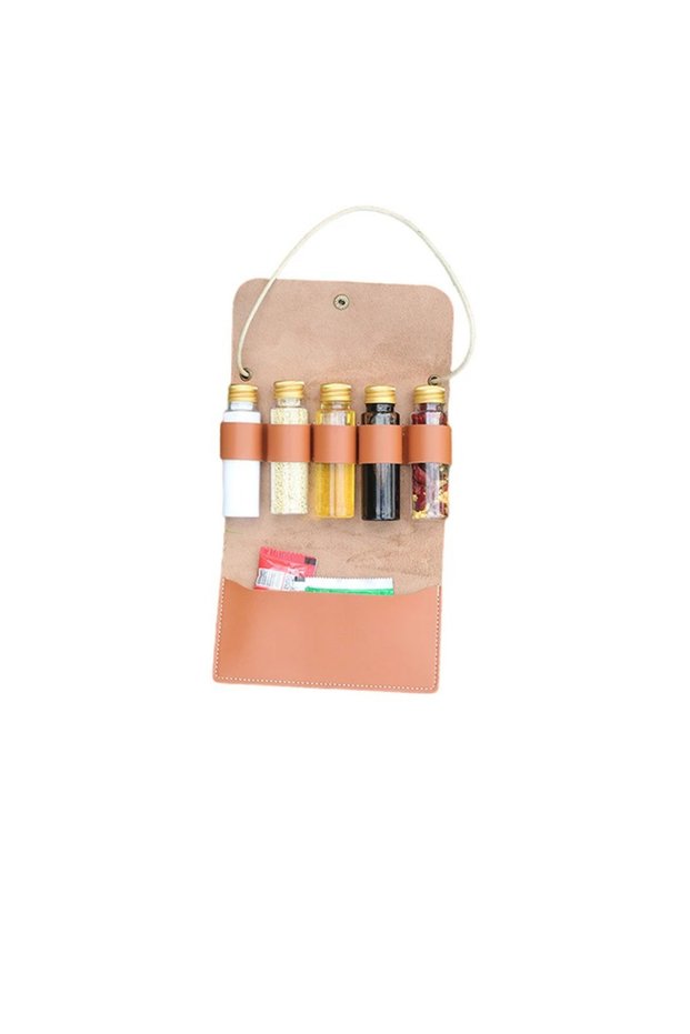 1PCS Outdoor Camping Spice Bottle Set Portable Leather Waterproof Camping Hiking Picnic BBQ Barbecue