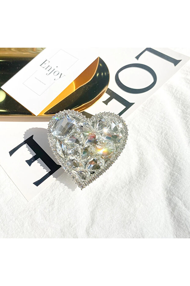 A 3D Cute Diamond Heart Shape Folding Finger Ring Griptok Phone Holder for IPhone 16 Support Socket.