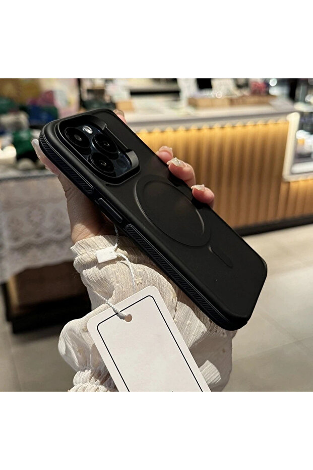 غلاف هاتف حماية فاخر غير لامع باللون الأسود لهاتف iPhone 16 Pro Max، متوافق مع هواتف iPhone 16 و15 و14 و11 و12 و13 Pro Max Plus وMags