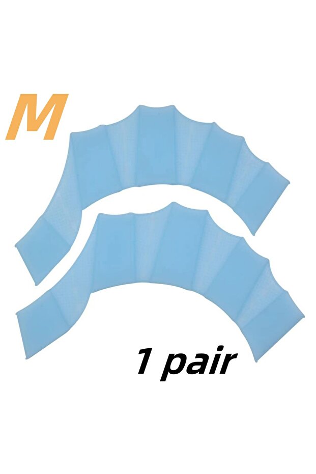 Blue M 1 Pair Silicone Swimming Gloves Swim Fins Hand Webbed Palm Finger Frog Type Webbed Aquatic Tr
