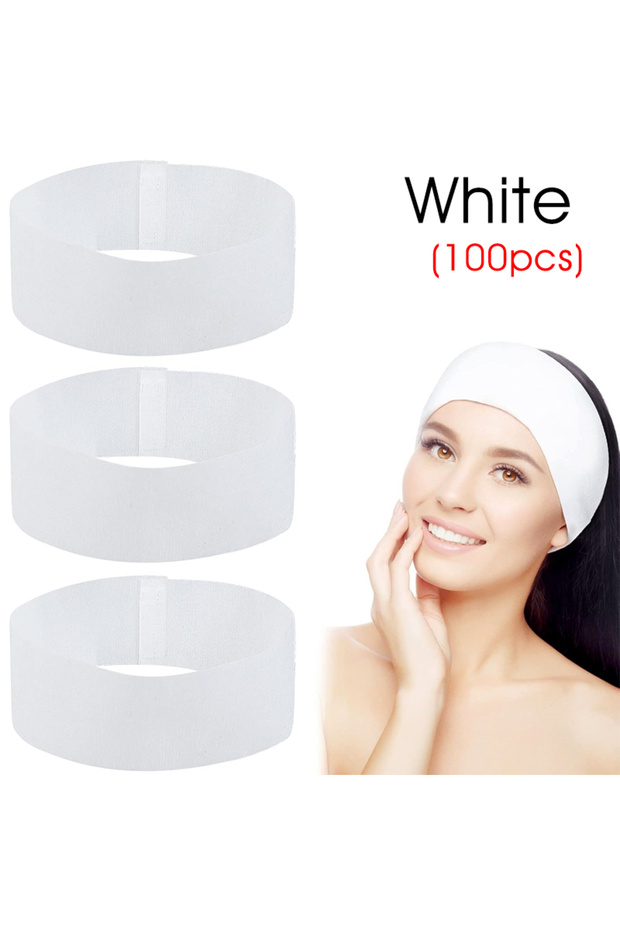 100pcs-White 10/50/100pcs Disposable SPA Facial Headbands White Facial Esthetician Headband Wrap Non