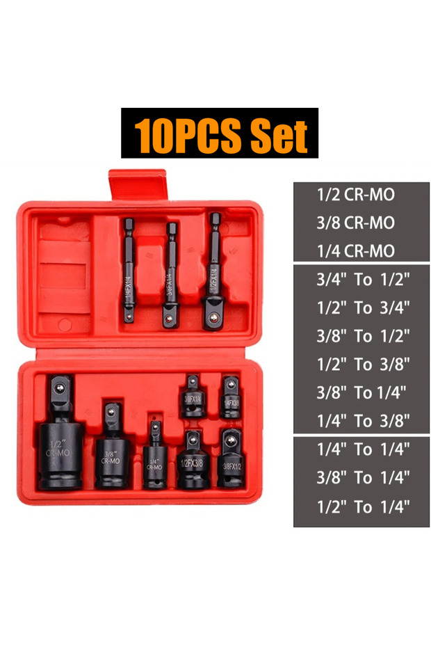 10PCS Boxed Socket Convertor Adaptor 1/2 To 3/8 3/8 To 1/4 3/4 To 1/2 Air Wrench Joints Ratchet Driv