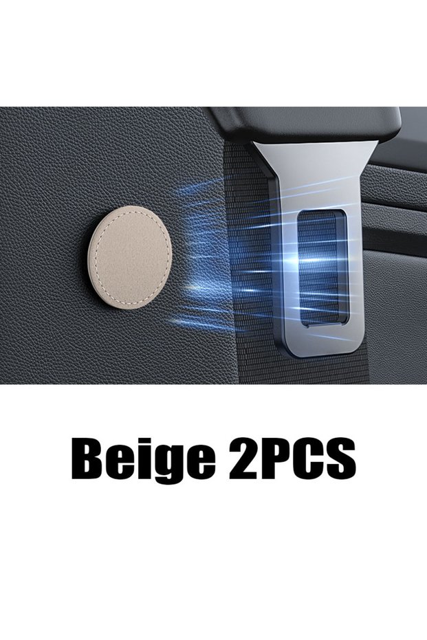 beige 2pcs Magnetic Car Seat Belt Holder Fixing Clip Artificial Leather Seatbelt Limiter Buckle Car