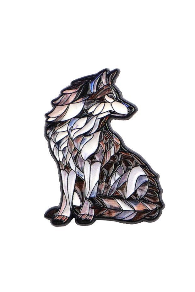 2 Cute Animal Fox Wolf Enamel Pins Cartoon Glass Cat Brooch Lapel Pin Badge on Backpack Clothing Acc