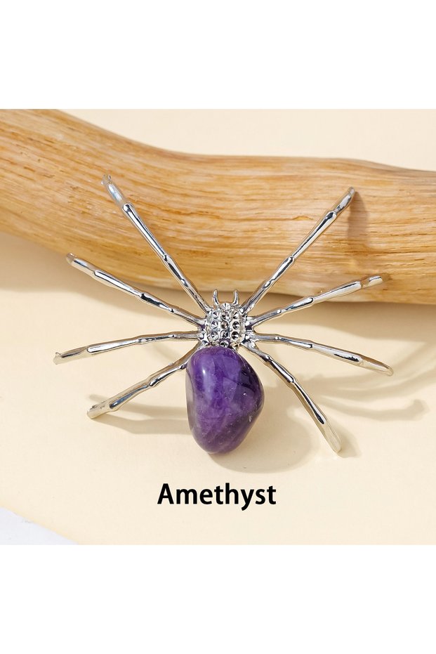 1pc Amethyst 1PC Natural Stone Quartz Small Animal Spider Miniatures Home Desk Decor Christmas Famil