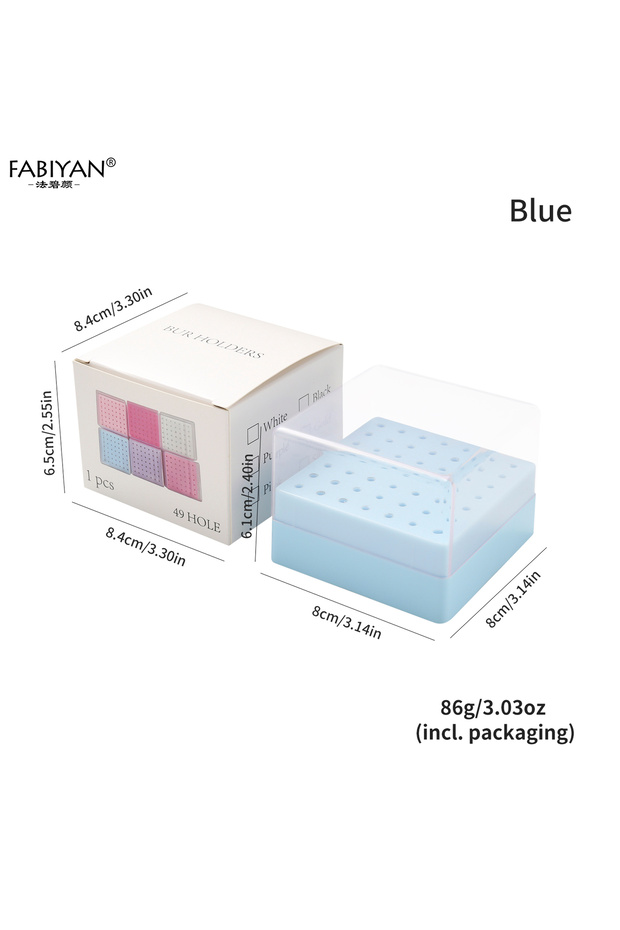 blue 49 Holes Nail Drill Bits Storage Box Empty Box Nail Drill Display Stand Manicure Accessoy Tools
