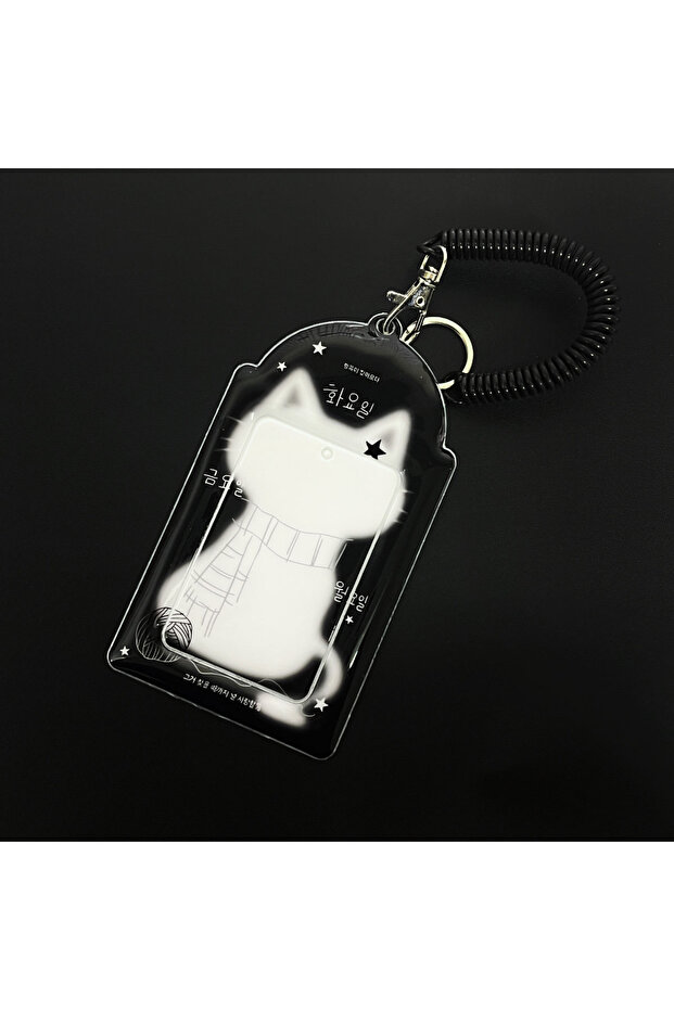 Back Cat and Rope Cute Black And White Kitty Card Holder Kpop Cute Cat'S Ears Pumaterial Apply To 3-