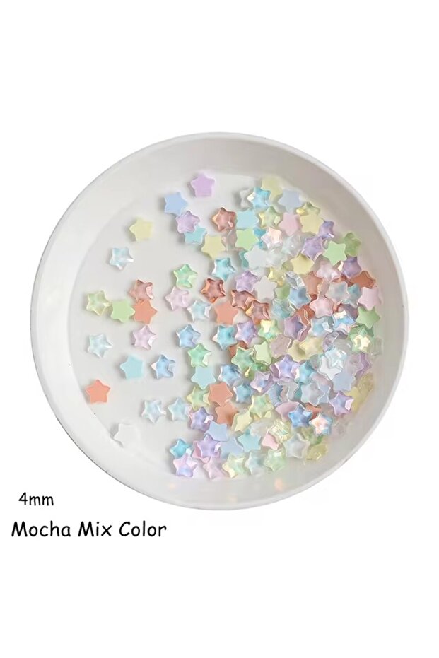100pcs Mix 100PCS Cute Mini Mocha Color Star 4MM Flat Back Glass Crystal Nail Art Rhinestone DIY Man