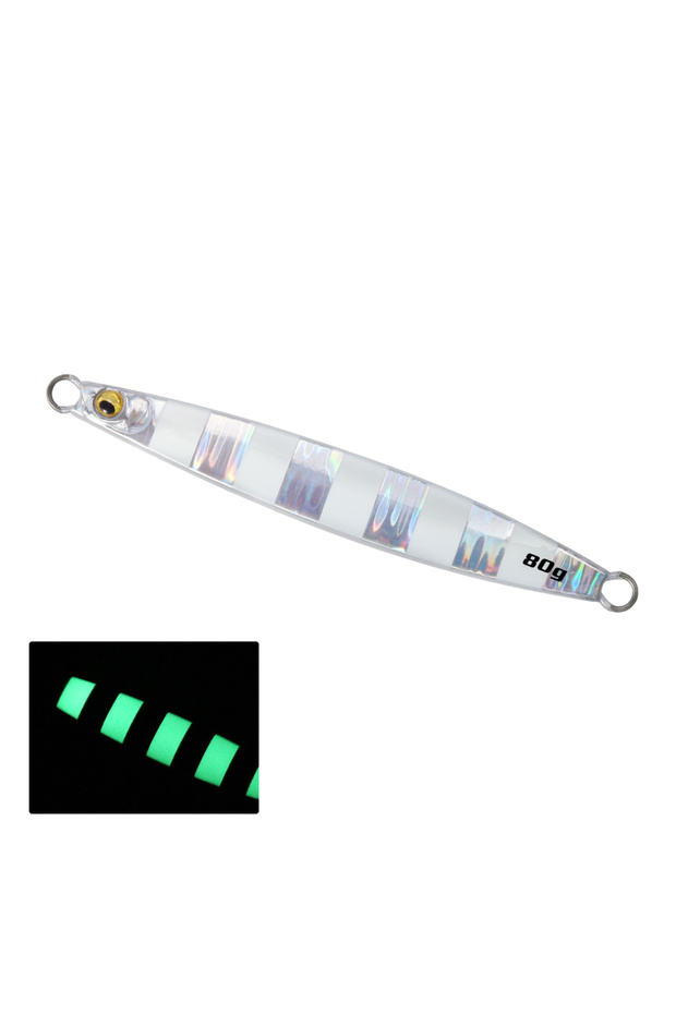 60g Silver Glow JIGGING PRO Slash Beat Metal Jig 60g 80g 100g 150g Vertical Jigging Lure Shore Long