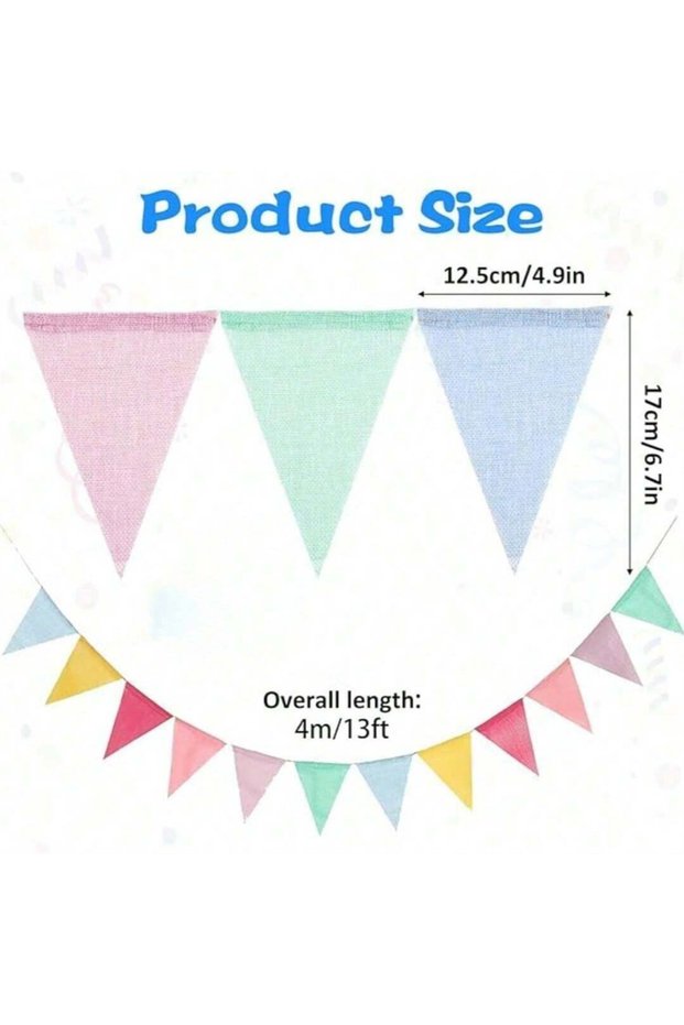 6 color 12 flags 1PC 4m Burlap Pennant Banners with 12pcs Flags,Linen Pastel Banner,Rainbow Hanging
