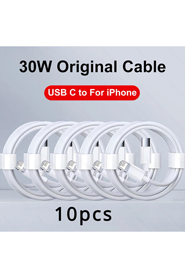 كابل USB C بطول 1 متر، 10 قطع، كابل شحن سريع 30 واط لأجهزة آيفون 13، 12، 11، 14 برو ماكس، ميني، كابل USB C