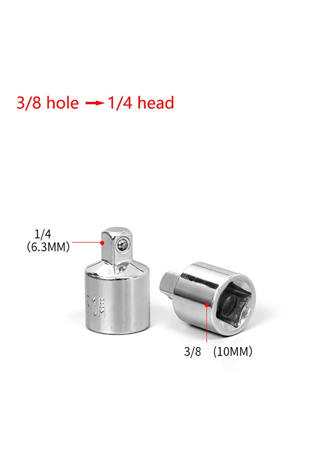3-8hole1-4head(1pcs) 1/4" 3/8" 1/2" Ratchet Wrench Adapter Chrome Vanadium Sleeve Drive Socket Conv