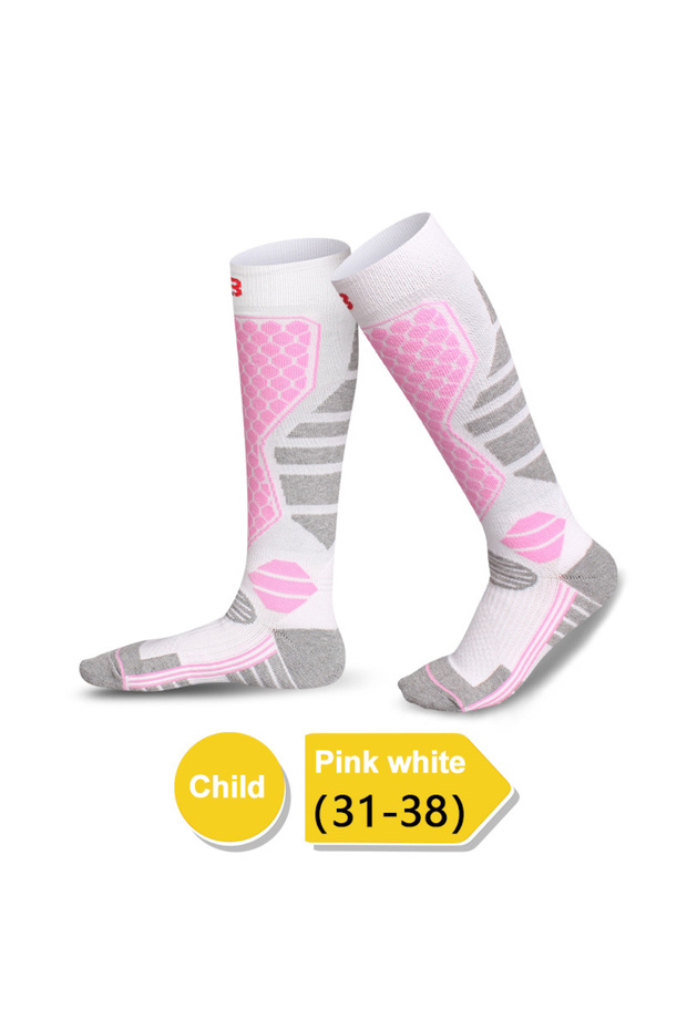 Children--Pink GTUBIKE New Winter Warm Ski Socks Anti-slip Thickened Compression Snowboard Socks The