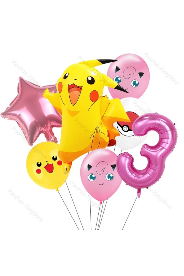 A354B-3-250309 Pokemon Pikachu Balloon Party Decorations Squirtle Bulbasaur Birthday Party Pocket Ba