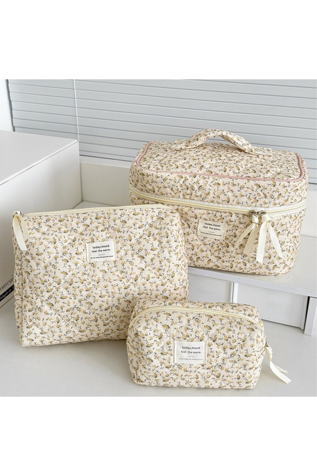 Handbag YELLOW Women's Floral Print Cosmetic Bag Handbag Travel Storage Bag Cosmetic Storage Bag Lar