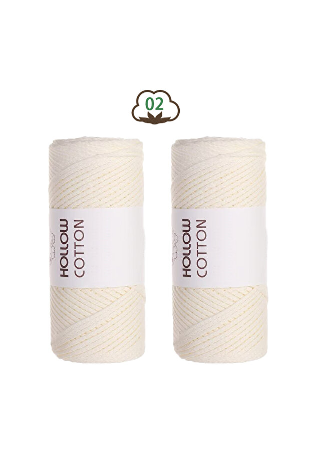 02Milk White 300g Hollow Cotton Yarn for Handmade Crochet, DIY Materials, Round Medium-Thick Yarn, H