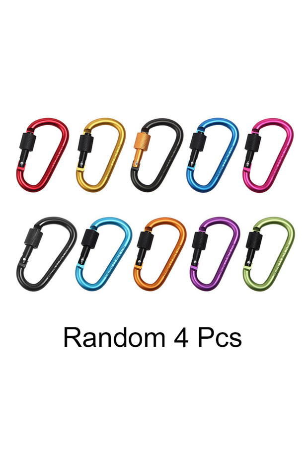 4Pcs Random 4Pcs Carabiner Clips with Screw Gate Carabiners Hiking Clips with 7mm Diameter Aluminum