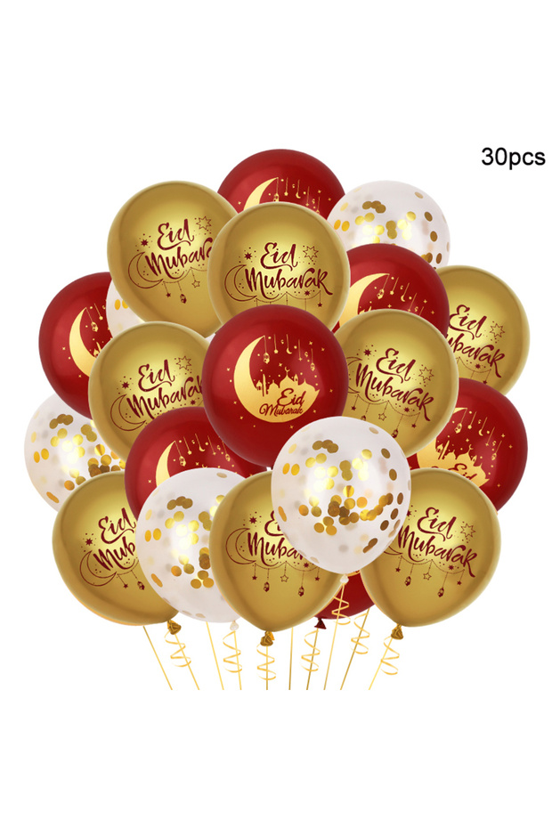 12Inch 30Pcs 15-30Pcs Eid Mubarak Moon Star Latex Balloons Kit 2026 Muslim Islamic Festival Party De