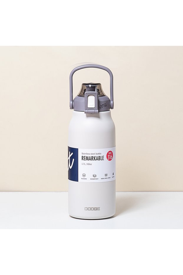 1700ml White Tumbler Thermo Bottle Large Capacity With Straw Stainless Steel Thermal Water Bottle Co