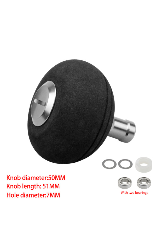 2 50MM Gray EKfan 38/50MM EVA Knobs With 7x4x2.5MM Bearings Suit 4MM Shaft Axle Fishing Reel Handle