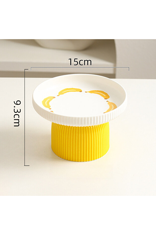 Yellow white banana Elevated Ceramic Cat Bowl Non-Slip Pet Food DishHeavy Base for Flat-Face Cats/Do