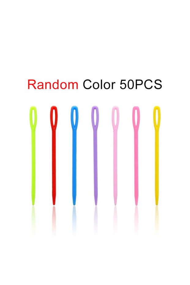 Random Color 50PCS 50/100/150/200PCS Colorful Plastic Sewing Needles 7cm Size Random Mixed Colors La