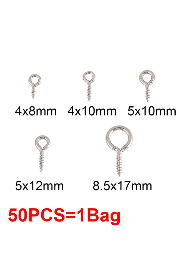 4x8mm D2521-D2529 50Pcs Stainless Steel Eye Pins Keychain Hook Eye Pins Mini Eyelets Screw Pendants